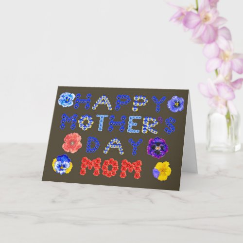 Happy Mother's Day Pansies And Poppies Font Text Card