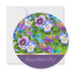 Happy Mother's Day Pansy Violet Flowers Watercolor Holiday Card