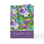 Happy Mother's Day Pansy Violet Flowers Watercolor Holiday Card
