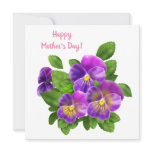 Happy Mother's Day Pansy Violet Flowers Watercolor Holiday Card