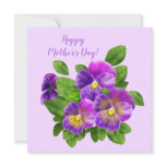 Happy Mother's Day Pansy Violet Flowers Watercolor Holiday Card