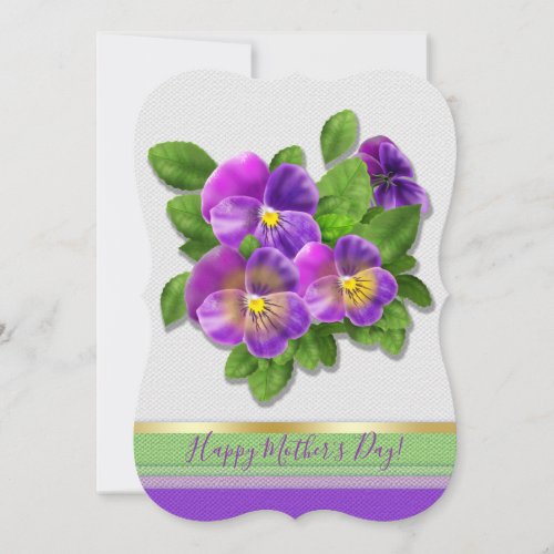 Happy Mothers Day Pansy Violet Flowers Watercolor Holiday Card