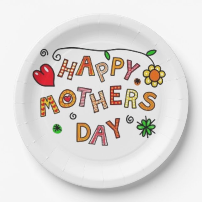 Happy Mothers Day Paper Plates (Front)
