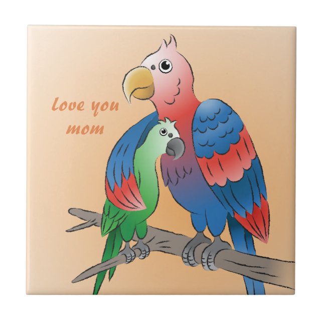 Happy Mother's Day Parrots Ceramic Tile (Front)