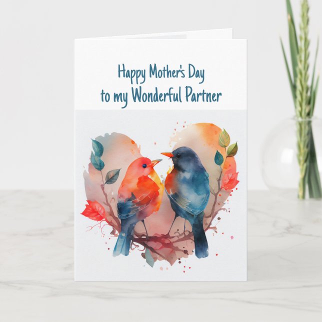 Happy Mother's Day Partner Cute Birds Card (Front)