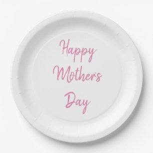 Happy Mother's Day Party 2024 Pink Simple Classy Paper Plates