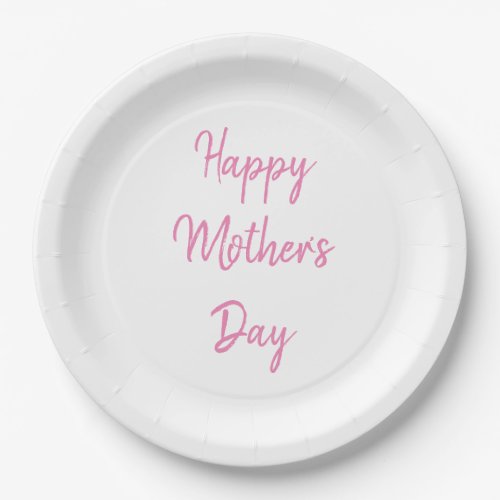 Happy Mothers Day Party 2024 Pink Simple Classy Paper Plates