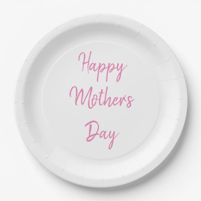 Happy Mother's Day Party 2024 Pink Simple Classy Paper Plates (Front)