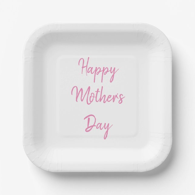 Happy Mother's Day Party 2024 Pink Simple Modern Paper Plates (Front)