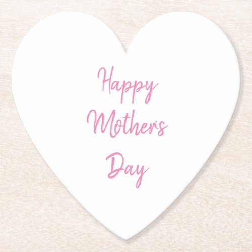Happy Mothers Day Party Pink White Simple 2024 Paper Coaster