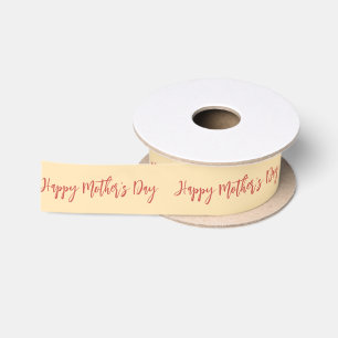 Happy Mother's Day Peach and Red Elegant Script Satin Ribbon