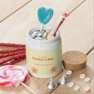 Happy Mother's day peach flowers pink Candy Jar