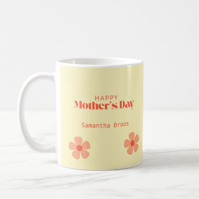 Happy Mother's day peach flowers pink Coffee Mug (Left)