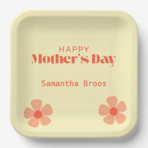 Happy Mother's day peach flowers pink Paper Plates