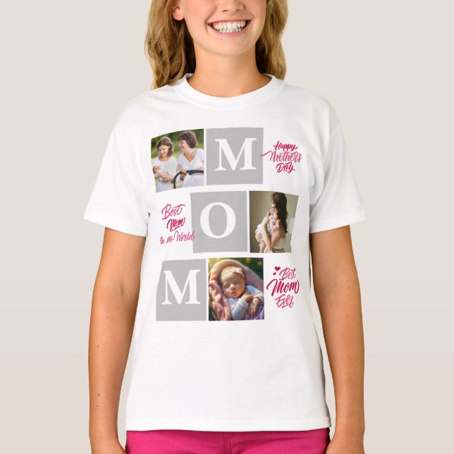 Happy Mother's Day Personalize Photo Collage Text. T-Shirt (Front)