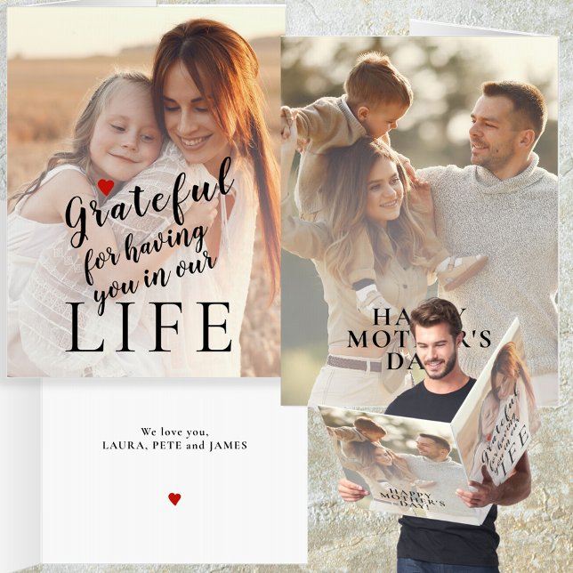 Happy Mother's Day personalized 2 photos and text Card (Creator Uploaded)