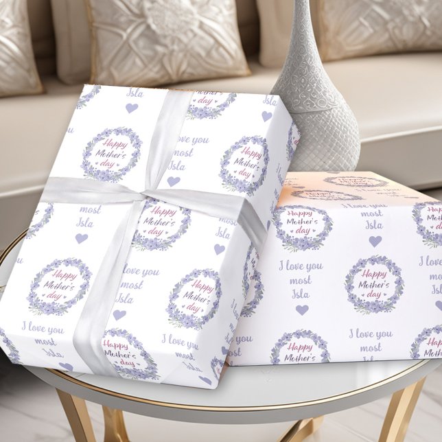 Happy Mother's Day Personalized Text Name Floral Wrapping Paper (Happy Mother's Day Personalized Text Name Floral Wrapping Paper)