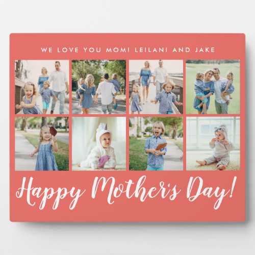 Happy Mothers Day Photo Collage Custom Coral Plaque