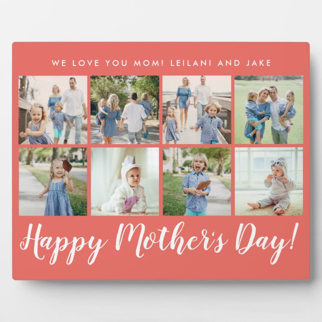 Happy Mother's Day Photo Collage Custom Coral Plaque (Front)