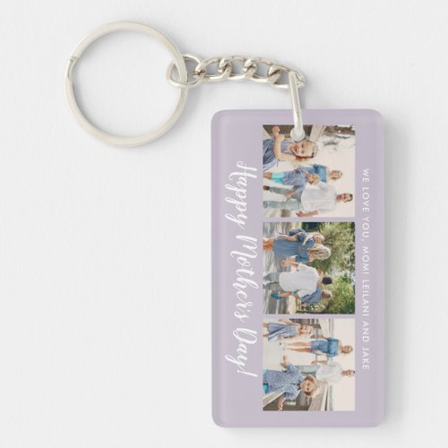 Happy Mothers Day Photo Collage Custom Lavender Keychain