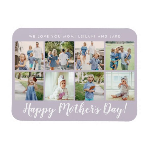 Happy Mothers Day Photo Collage Custom Lavender Magnet