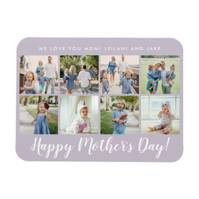 Happy Mother's Day Photo Collage Custom Lavender Magnet (Horizontal)