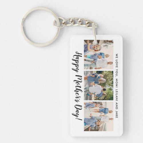 Happy Mothers Day Photo Collage Custom White Keychain