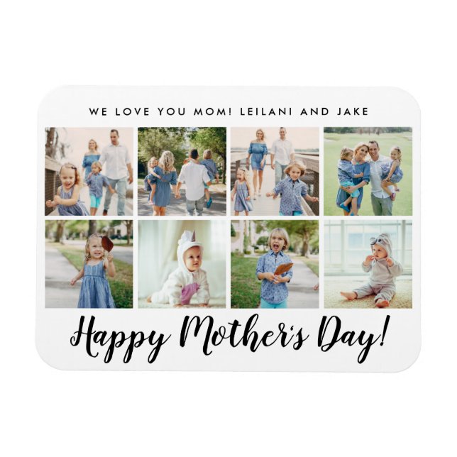Happy Mother's Day Photo Collage Custom White Magnet (Horizontal)