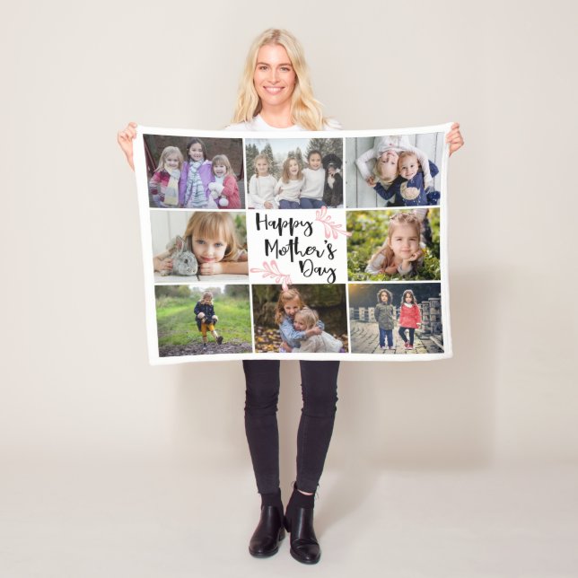 Happy Mother's Day Photo Collage Fleece Blanket (In Situ)