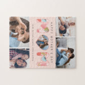 Happy Mother's Day Photo Collage & Floral Pattern Jigsaw Puzzle (Horizontal)