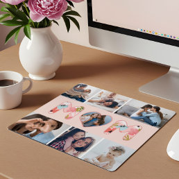 Happy Mother&#39;s Day Photo Collage &amp; Floral Pattern Mouse Pad