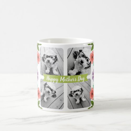 Happy Mothers Day Photo Collage _ Girly Flowers Coffee Mug