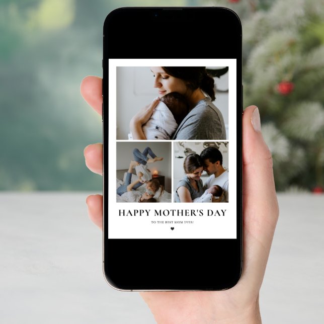 happy mothers day photo collage modern minimalist  holiday card (Front Digital)