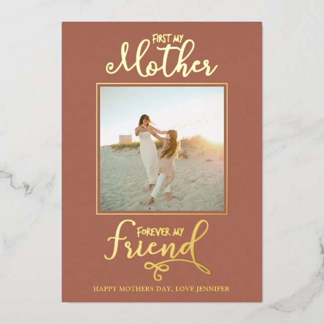 Happy Mother's Day Photo Elegant Foil Holiday Card (Front)