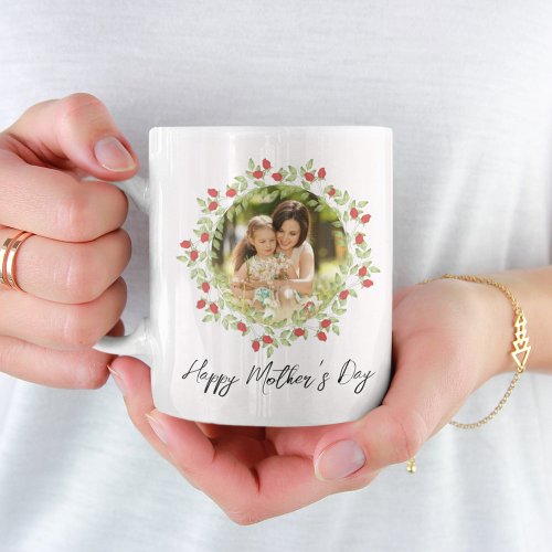 Happy Mothers Day Photo Floral Custom Coffee Mug