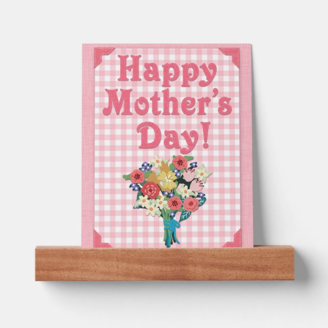 Happy Mother's Day Photo Ledge Felt Style Pretty (Front)