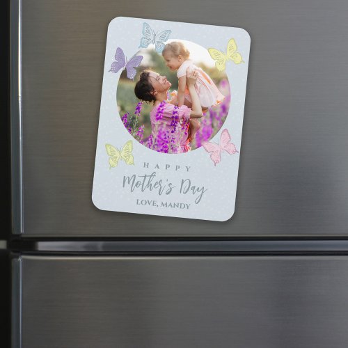 Happy Mothers Day Photo Pastel Cute Butterflies  Magnet