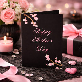 Happy Mother's Day Pink and Black Floral Card