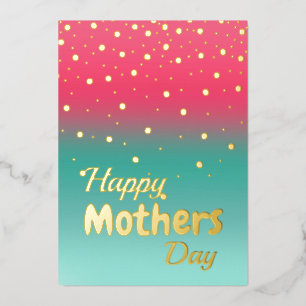 Happy Mother's Day - Pink Blue Ombre Foil Holiday Card