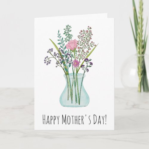 Happy Mothers Day Pink bouquet of flowers Card