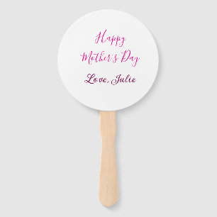 Happy Mothers Day pink calligraphy mom grandmother Hand Fan