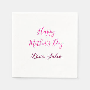 Happy Mothers Day pink calligraphy mom grandmother Napkins