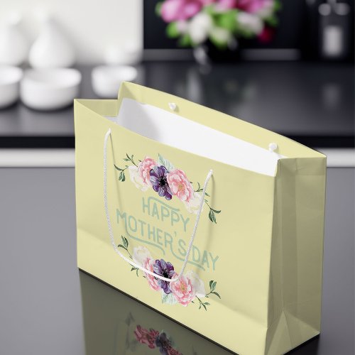 Happy Mothers Day _ Pink  Cassis Flower Garlands Large Gift Bag