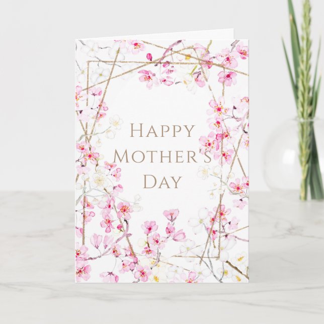 happy mother's day pink cherry blossom card (Front)