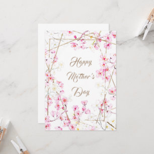 happy mother's day pink cherry blossom card