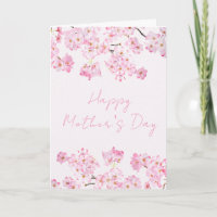 happy mother's day pink cherry blossom flower card