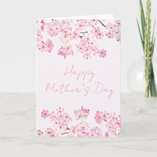 happy mother's day pink cherry blossom flower card