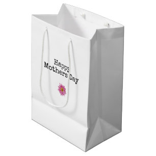 Happy Mothers Day Pink Daisy Modern Mom Medium Gift Bag