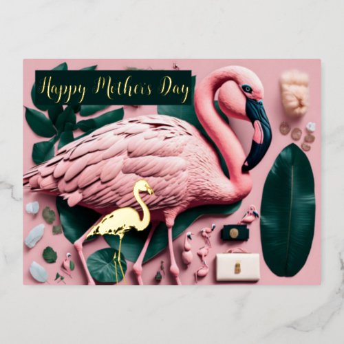 Happy Mothers Day Pink Flamingo Postcard