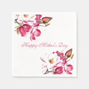 Happy Mother's Day Pink Floral script Napkins